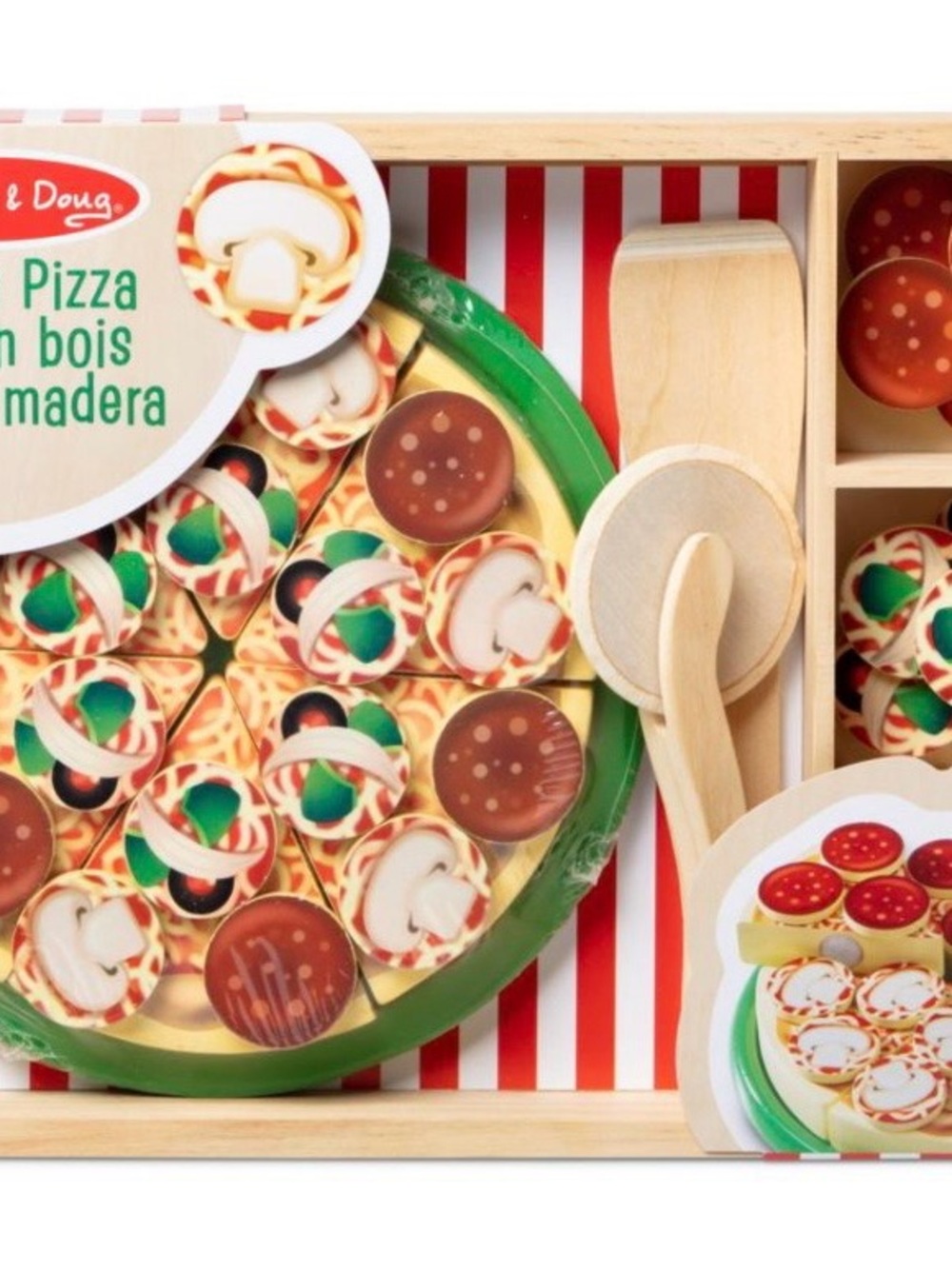 Melissa & Doug Wooden Pizza Playset - Green and Red
